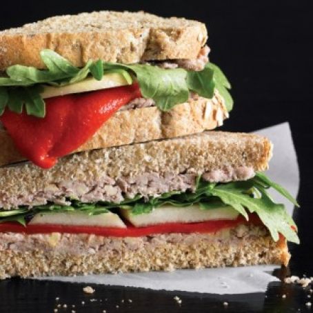 Walnut Pate Sandwich w/Pears and Arugula