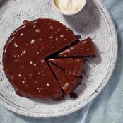 Flourless Chocolate-Date Cake with Salted-Caramel Sauce