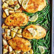 Sheet Pan Lemon Parmesan Garlic Chicken Milanese