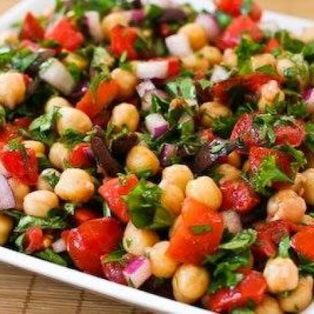 Chickpea Salad with Tomatoes, Basil and Parsley