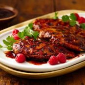 Grilled Chicken with Raspberry Chipotle Glaze