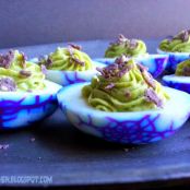 Spider Web Guacamole Deviled Eggs