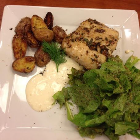 Striped Bass and Preserved Lemon Dressing with Grilled Carrots