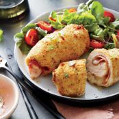 Crispy Chicken, Ham, and Swiss Roll-Ups