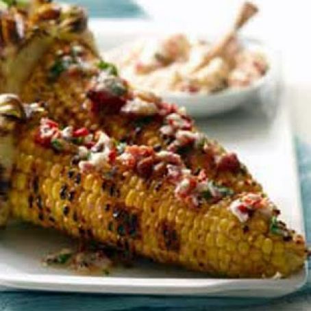 Corn On The Cob- Grilled with Sun-Dried Tomato Bacon Butter -HNT