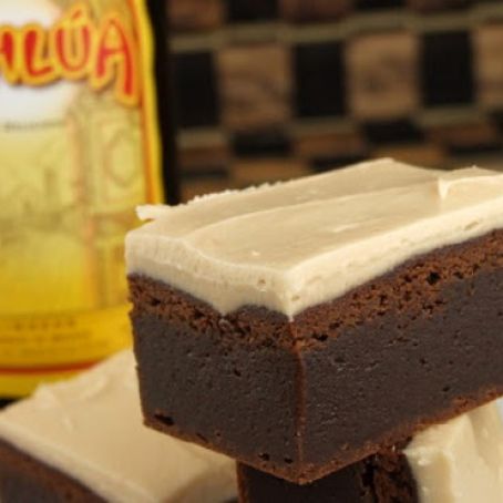 Kahlua Brownies with Browned Butter Kahlua Icing