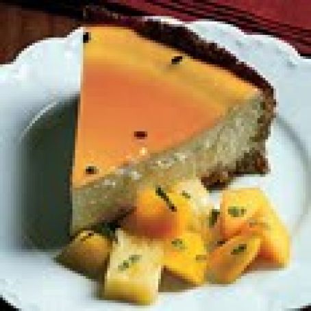 Coconut Cheesecake with Passion Fruit Glaze