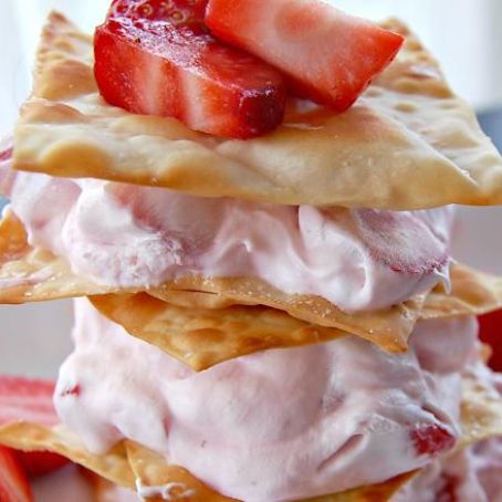 Wonton Strawberry Stacks