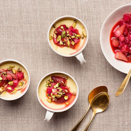 Coconut Milk Custard with Strawberry-Rhubarb Compote