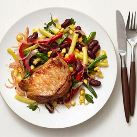 Pork Chops With Bean Salad