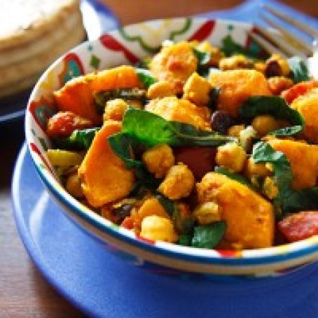 Curried Sweet Potatoes with Chickpeas
