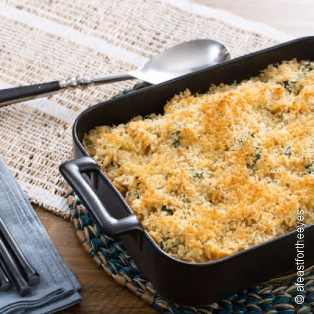 Roasted Cauliflower Mac & Cheese with Parmesan Breadcrumbs