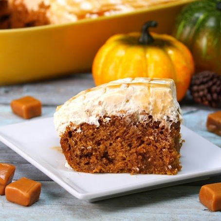 Pumpkin Caramel Cream Cheese Poke Cake