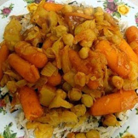 African Cabbage, Carrot, Potato, and Chickpea Stew