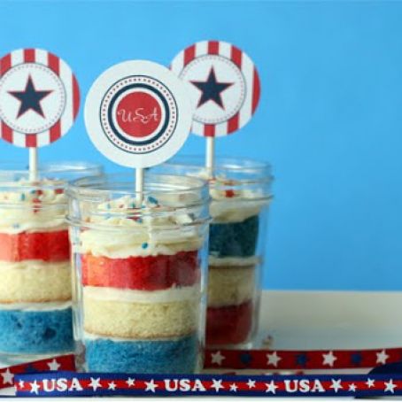 Cupcakes in a Jar (4th of July version)