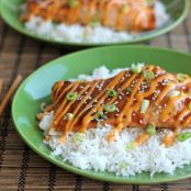Teriyaki Salmon with Sriracha Cream Sauce