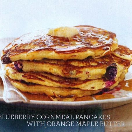 Blueberry Cornmeal Pancakes with Orange Maple Butter