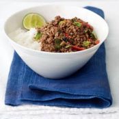 Thai Beef with Chiles and Basil Over Coconut Rice