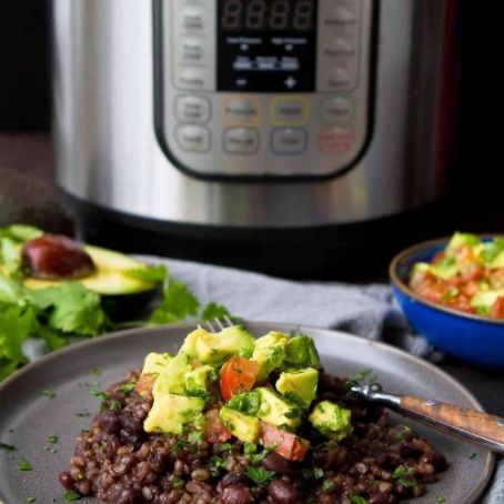Instant Pot Black Beans and Rice with Fresh Avocado Salsa