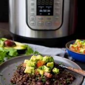 Instant Pot Black Beans and Rice with Fresh Avocado Salsa
