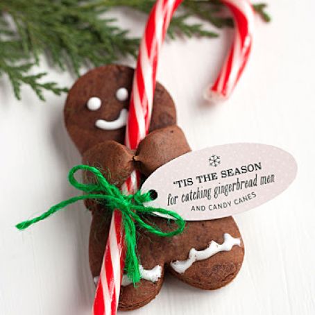CHOCOLATE GINGERBREAD MEN WITH CANDY CANES