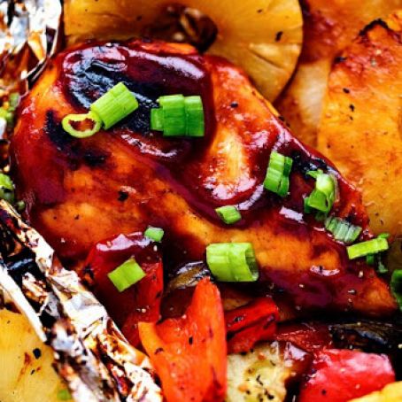 Grilled Hawaiian Barbecue Chicken in Foil