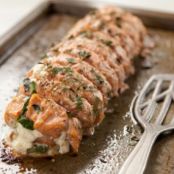 Roasted Salmon Stuffed with Spinach, Feta and Ricotta