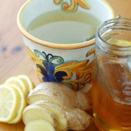 whole lemon and ginger tea with honey