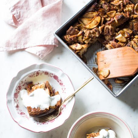 Apple Cinnamon French Toast Casserole w/ Cream Cheese Icing