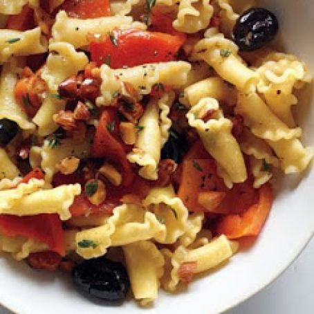 Mediterranean Campanelle with Roasted Red Peppers & Almonds