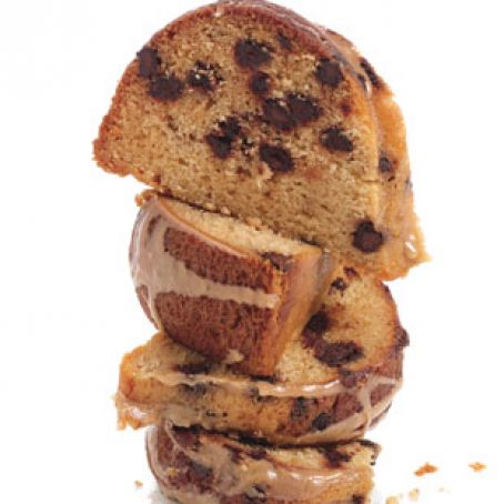 Brown Sugar and Chocolate Chip Pound Cake with Maple-Espresso Glaze