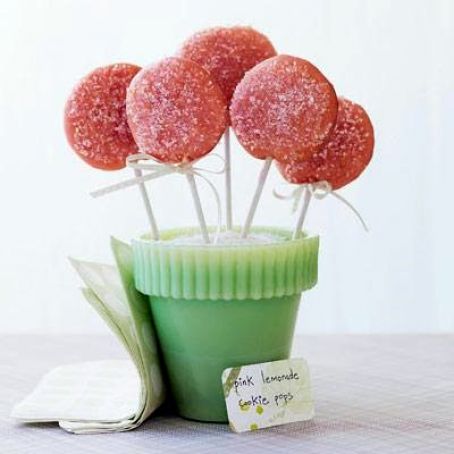 Iced Pink-Lemonade Cookie Pops