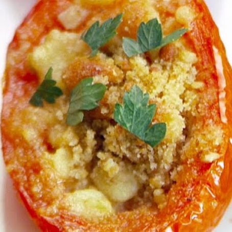 Roasted Tomatoes with Garlic, Gorgonzola and Herbs