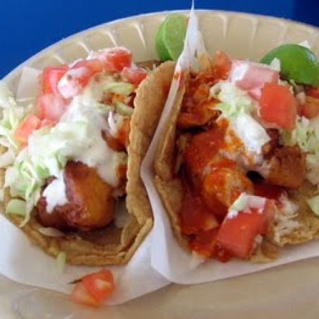 TACOS DE PESCADO Y CAMARON