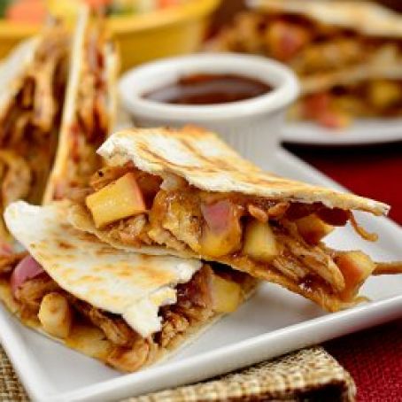 BBQ Chicken, Apple, Bacon, Cheddar Quesadillas