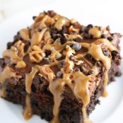 Chocolate Turtle Poke Cake