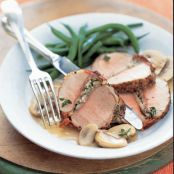 PROSCIUTTO-STUFFED PORK TENDERLOIN WITH MUSHROOM SAUCE