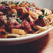 Yellow Squash with Sausage and Pasta