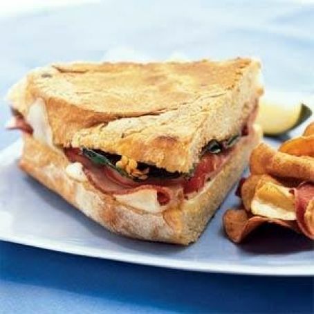 Mozarella, Ham, and Basil Panini