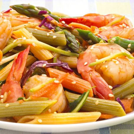 Sesame Ginger Shrimp Pasta Salad