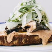 Sardine Toasts with Tomato Mayonnaise and Fennel