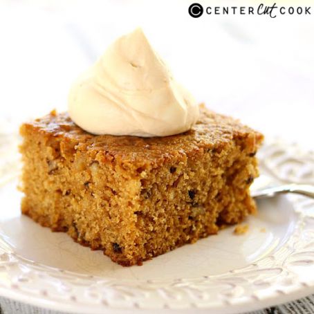 Pumpkin Walnut Cake with Caramel Whipped Cream