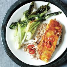 Hoisin-Glazed Halibut With Bok Choy & Bulgur