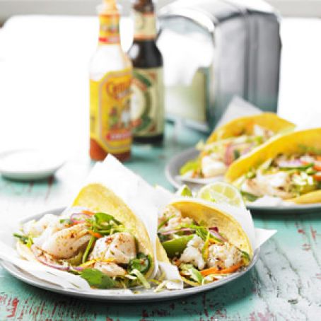 Fish Tacos with Cabbage and Chile Pepper Slaw