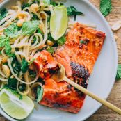 Thai Noodle Salad with Glazed Salmon