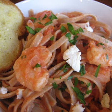 Fettucini with Shrimp, Goat Cheese, and Sun-dried Tomatoes