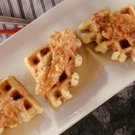 Chicken Tenders Fried with Buttermilk Waffles