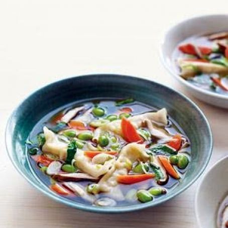 Asian Dumpling Soup with Shiitakes & Edamame