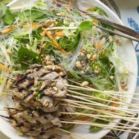 Vietnamese Green Mango Noodle Salad with Grilled Pork