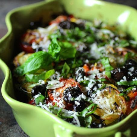 Vegetable Casserole with Fresh Herbs, Lemons and Cured Black Olives